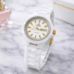 Men's Fitron White Ceramic Stone-Made Casual Watch