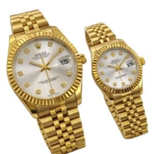 Premium Full Gold Datejust Couple Set – Silver Dial Edition