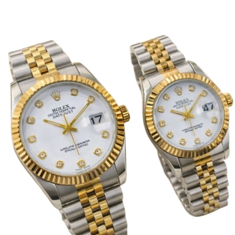 Luxury Two-Tone Fluted Bezel Watch