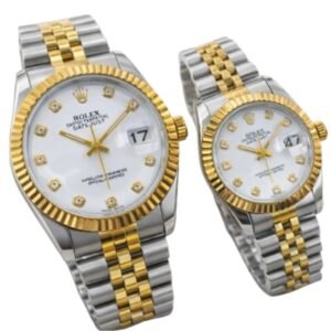 Rolex Style Datejust with White Stone Dial & Jubilee Bracelet