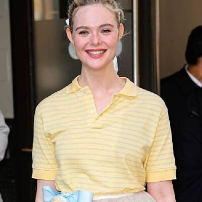 Elle Fanning NYC Yellow Polo Tee 2026