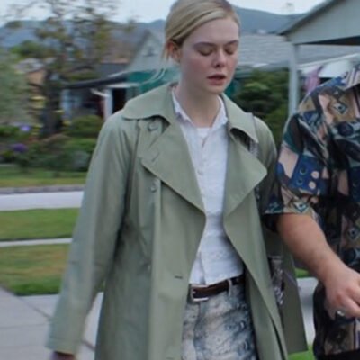 Elle Fanning Light Green Trench Coat