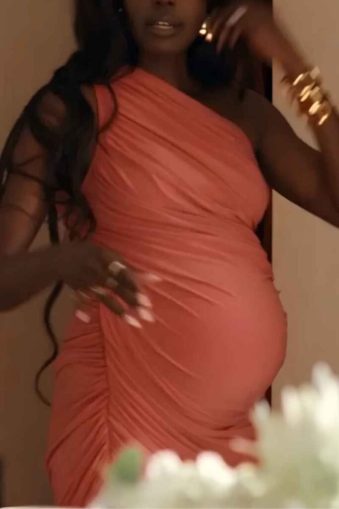 Anna Diop Peach One-Shoulder Gown
