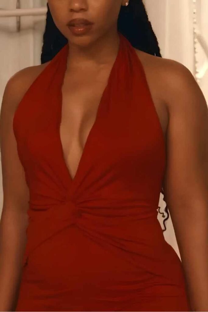 Chloe Bailey Red Midi Dress