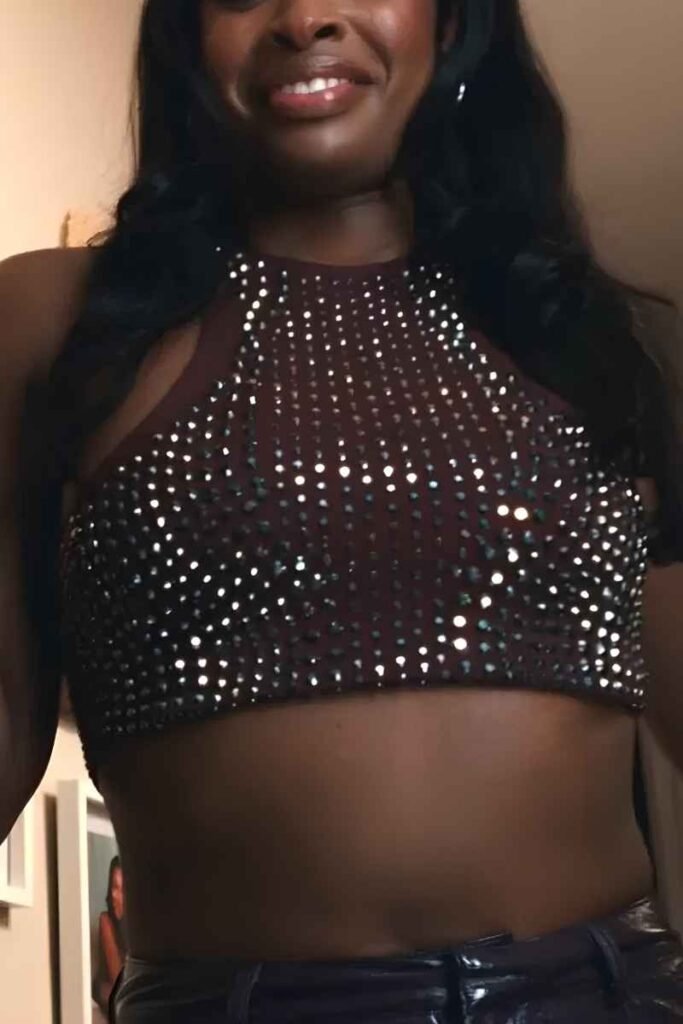Coco Jones Burgundy Studded Crop Top