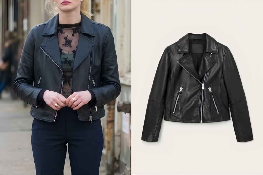 Emma Laird Black Leather Jacket
