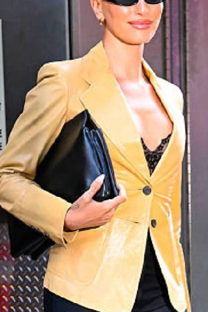 Bieber Beige Leather Blazer