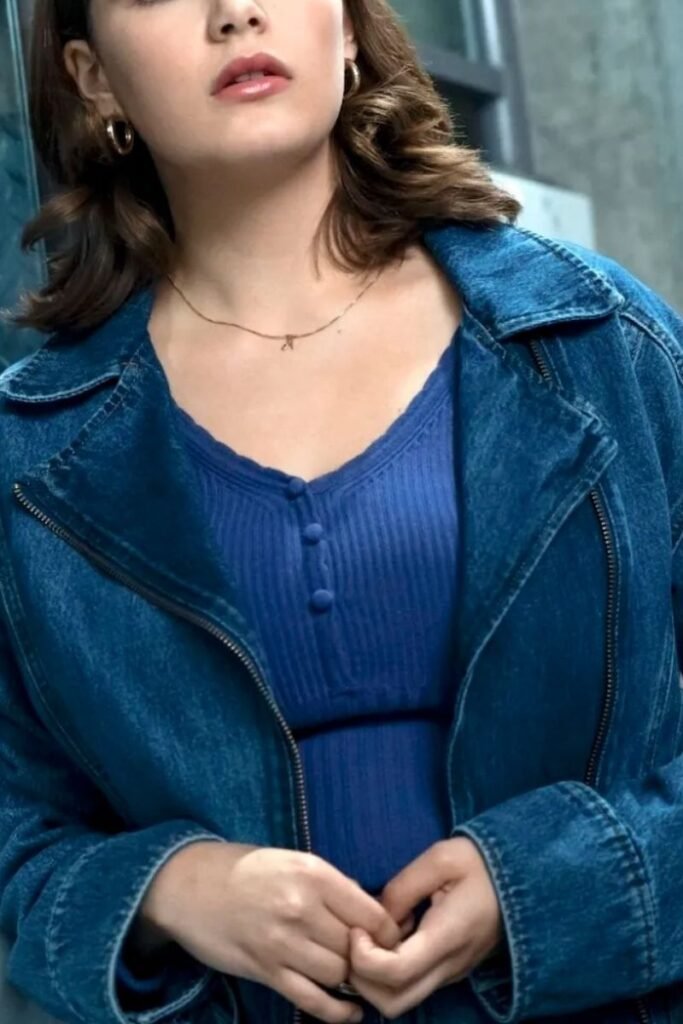 Ella Bright Avec Les Filles Blue Denim Oversized Biker Jacket