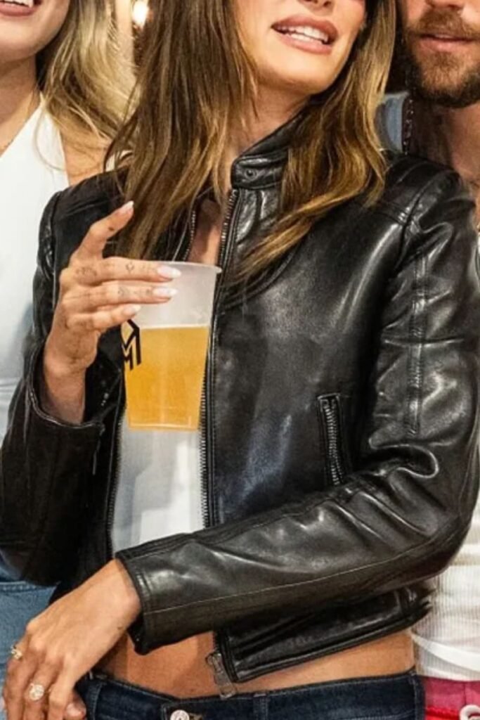 Hailey Bieber Black Leather Jacket