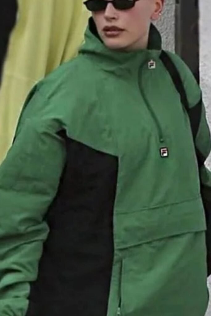 Hailey Bieber Green Anorak Jacket