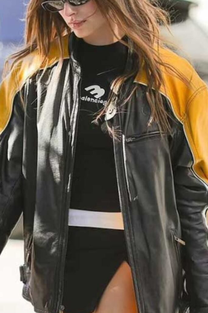 Hailey Black and Yellow Leather Jacket