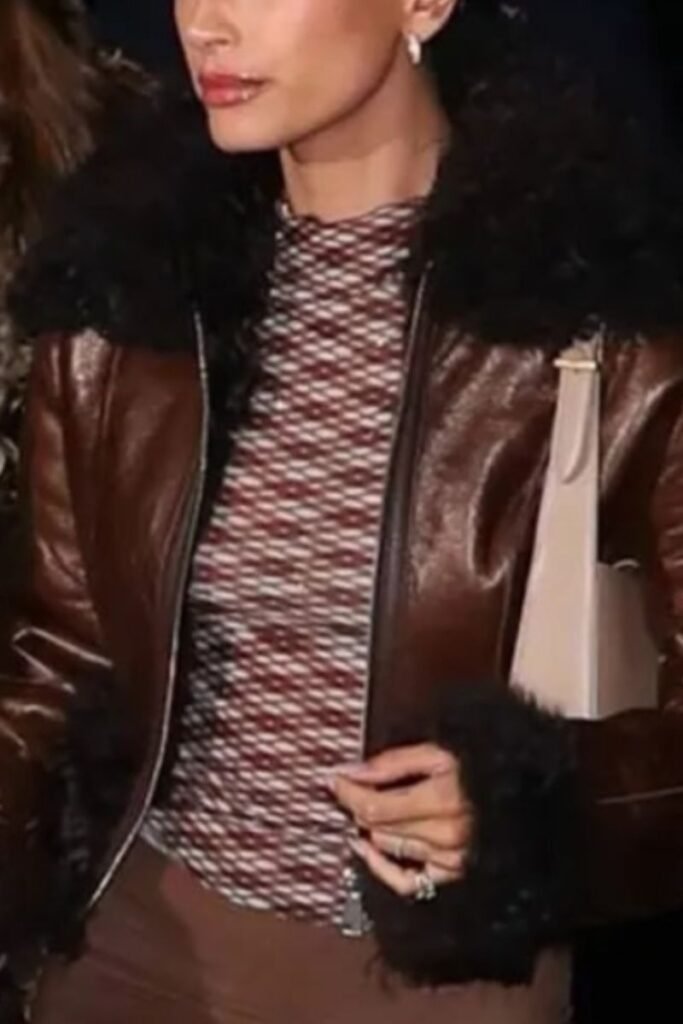 Hailey Brown Fur Leather Jacket