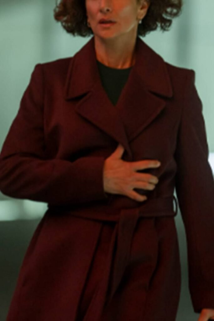 Indira Varma Burgundy Coat
