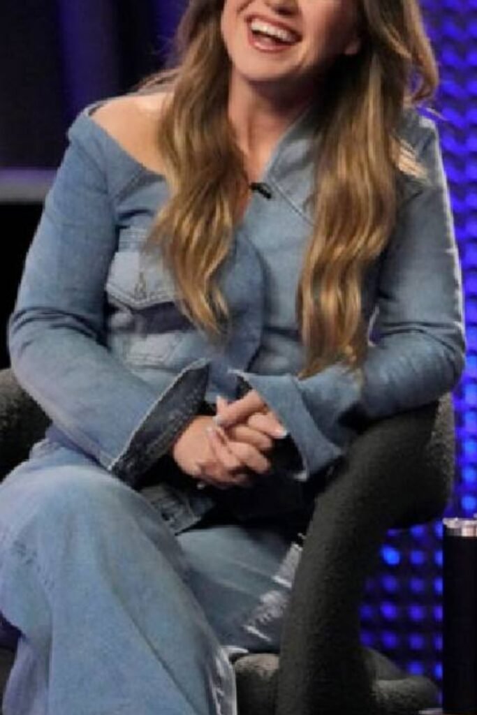 Kelly Clarkson Asymmetric Denim Jacket