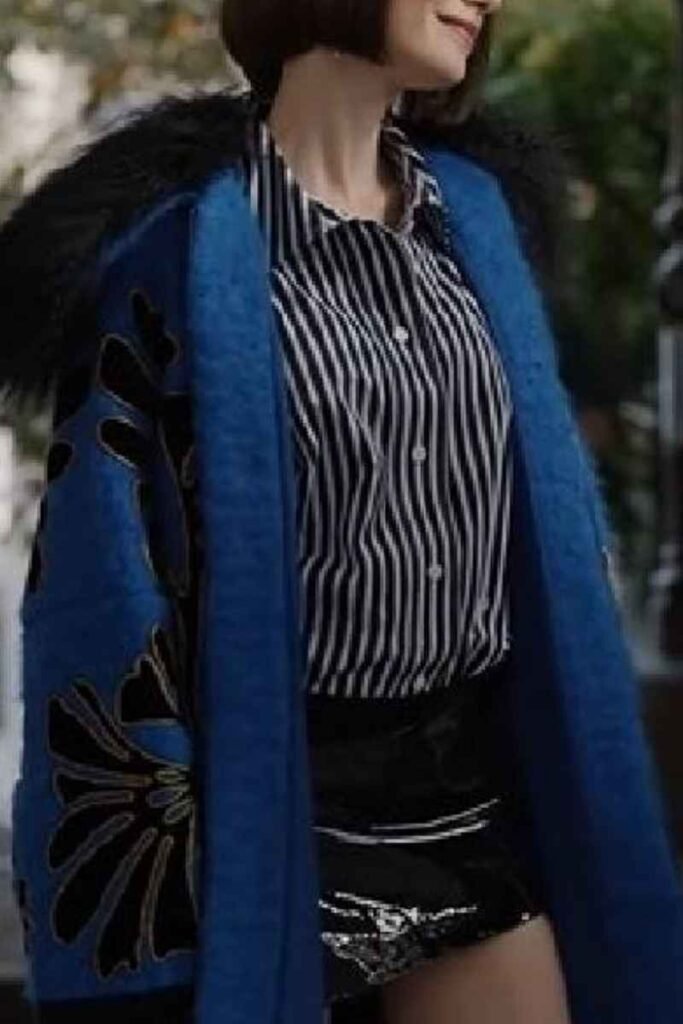 Lily Collins Blue Coat