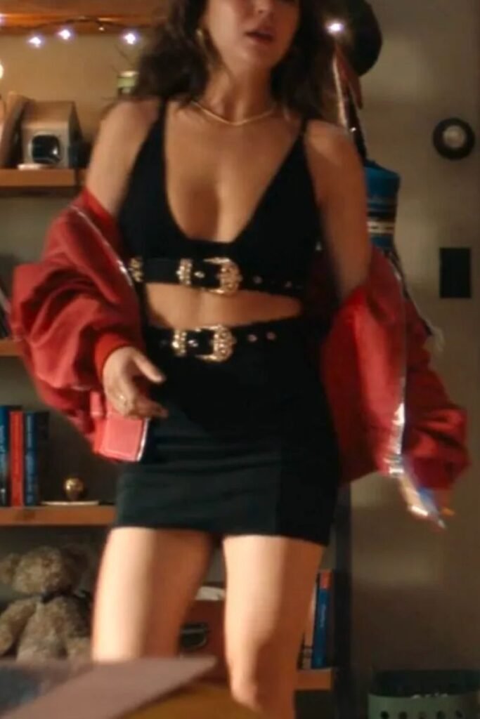 Mika Abdalla Babyboo Black Buckle Bra Top and Mini Skirt Set