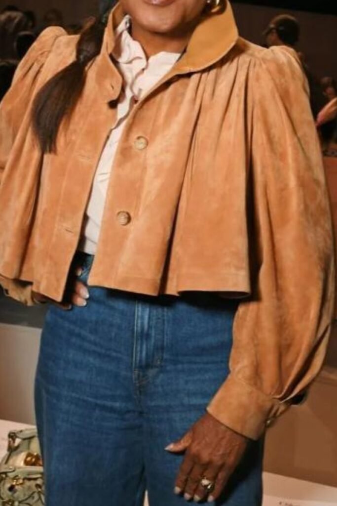 Oprah Winfrey Cropped Suede Jacket