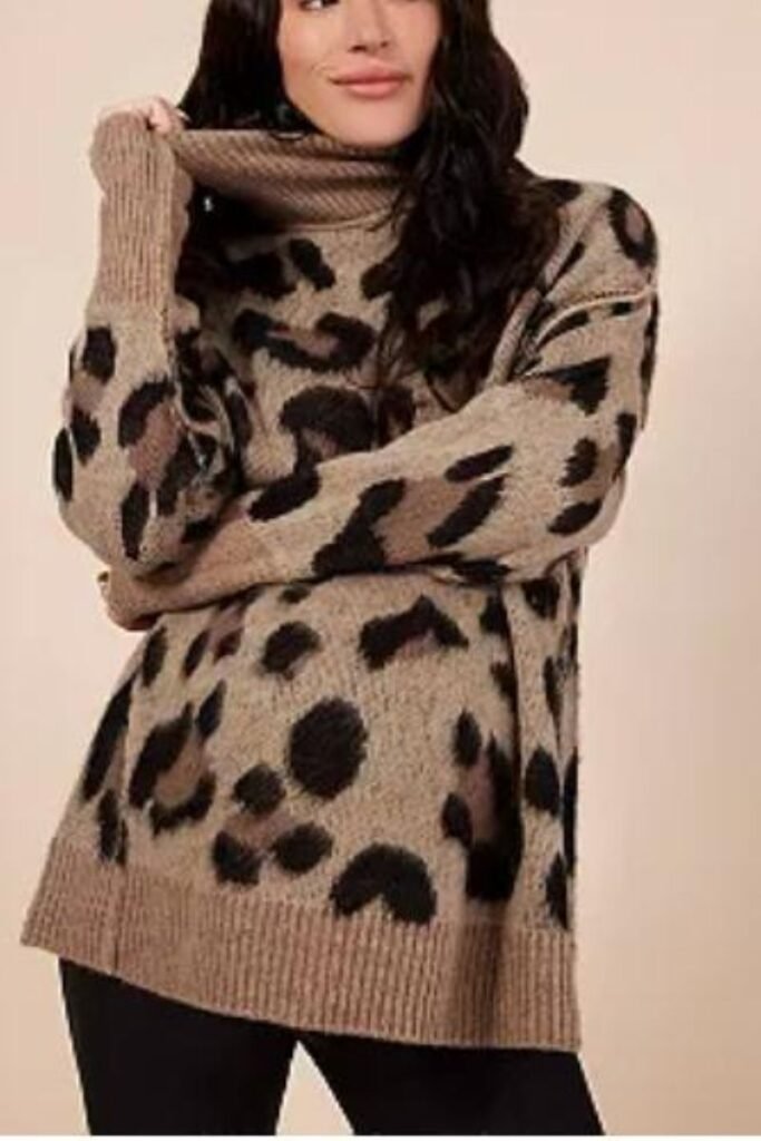 Sara Paxton Leopard Print Oversized Sweater