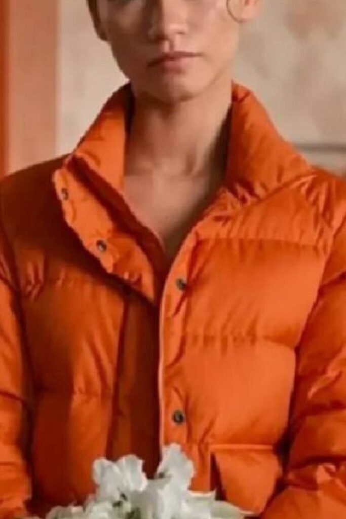 The Drama 2026 Zendaya Orange Puffer Jacket
