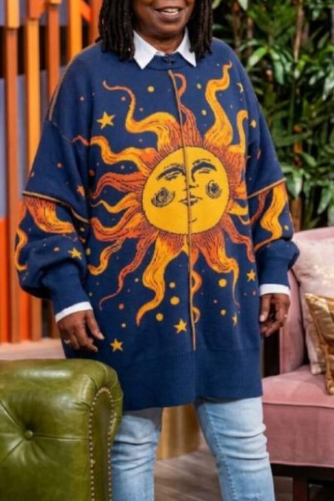 Whoopi Goldberg Sun Print Oversized Sweater
