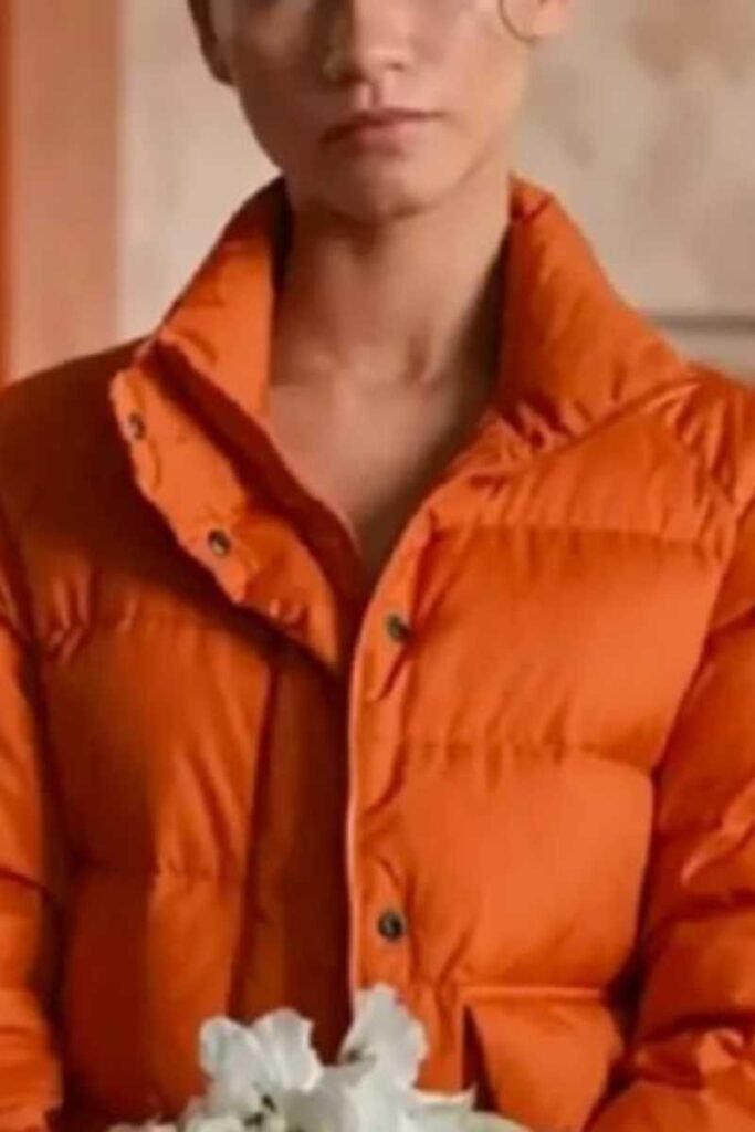 Zendaya Coleman Orange Puffer Jacket